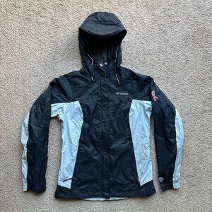 Columbia Windbreaker Womens Small Omni Tech Nylon Waterproof Full Zip Hood Black